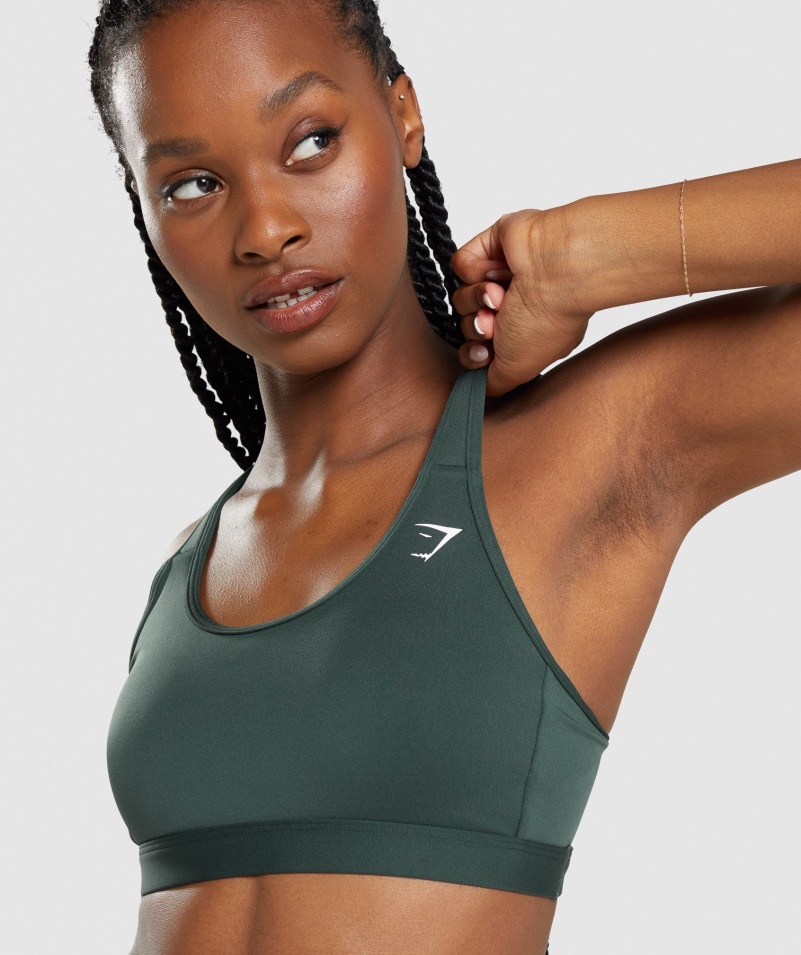 Gymshark Scoop Neck športová Podprsenka Obsidián Zelená