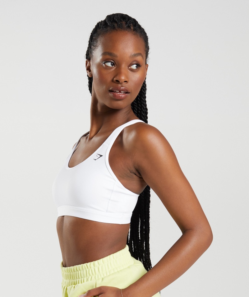 športová Podprsenka Gymshark S Kopčekom Ku Krku Biela