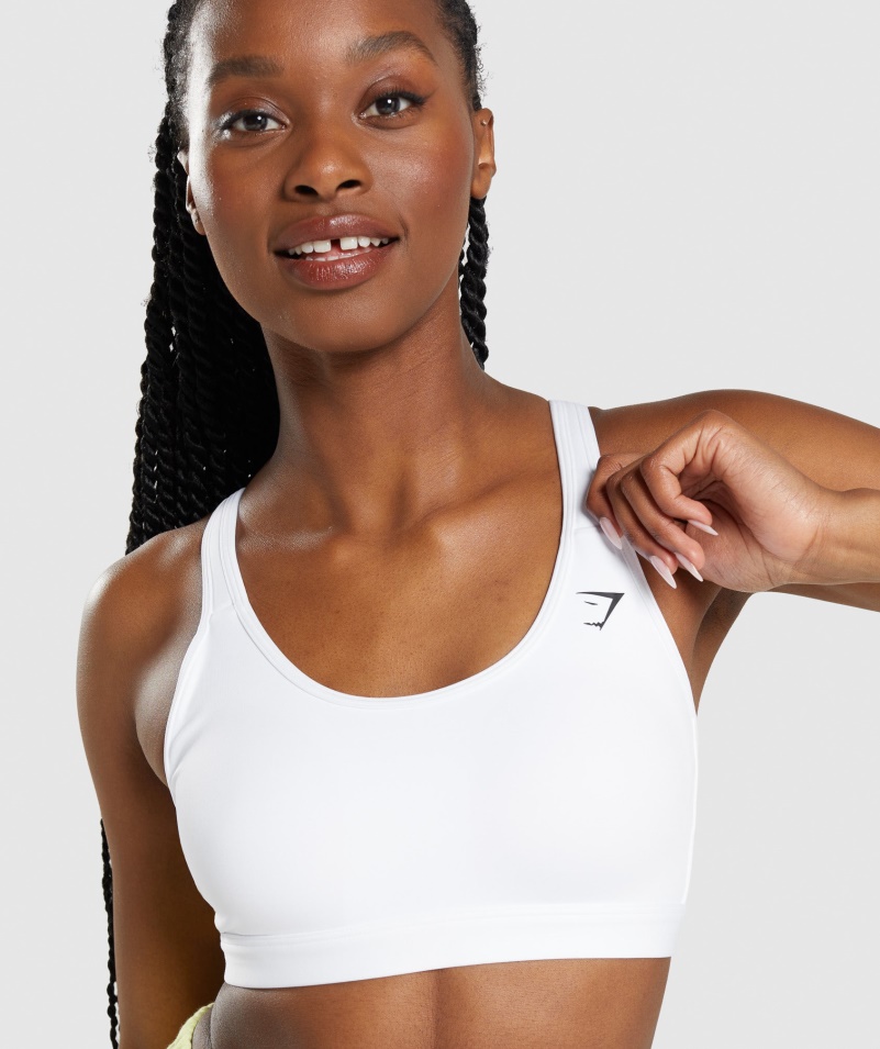 športová Podprsenka Gymshark S Kopčekom Ku Krku Biela