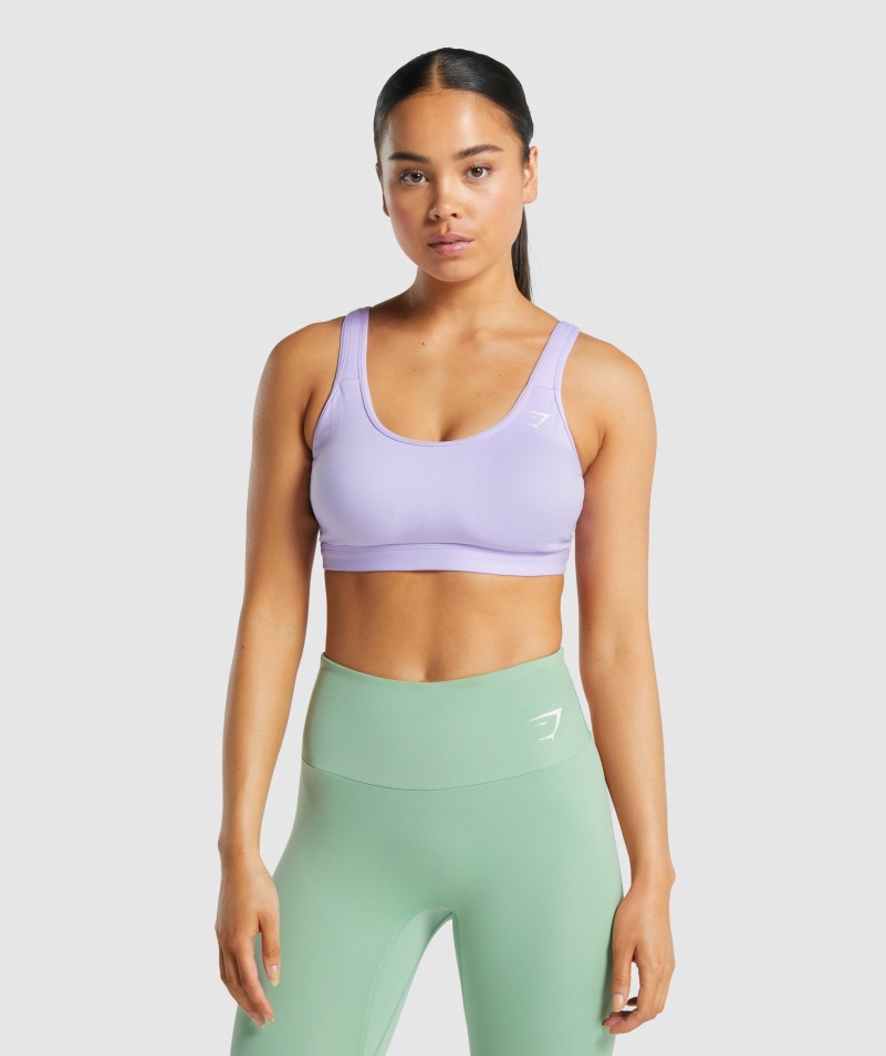 Gymshark Scoop Neck Training športová Podprsenka Svetlofialová