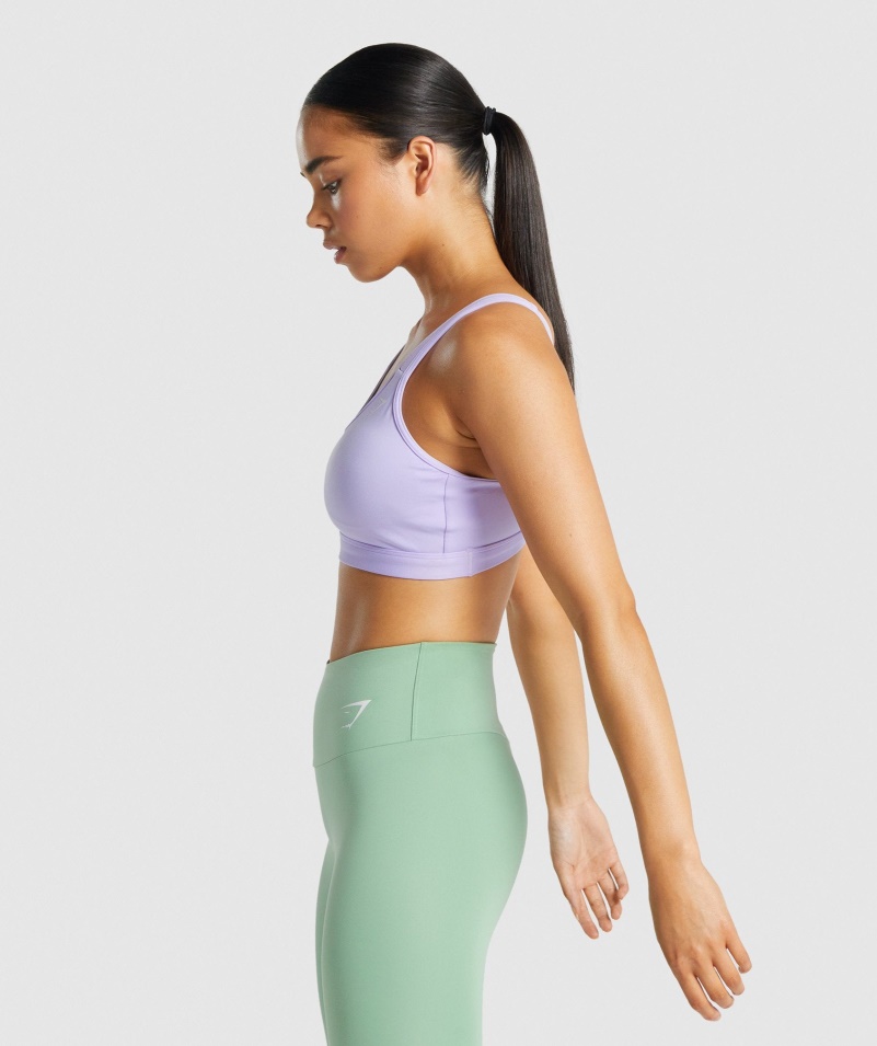 Gymshark Scoop Neck Training športová Podprsenka Svetlofialová