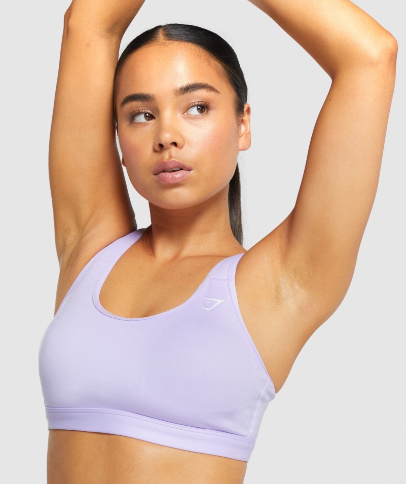 Gymshark Scoop Neck Training športová Podprsenka Svetlofialová