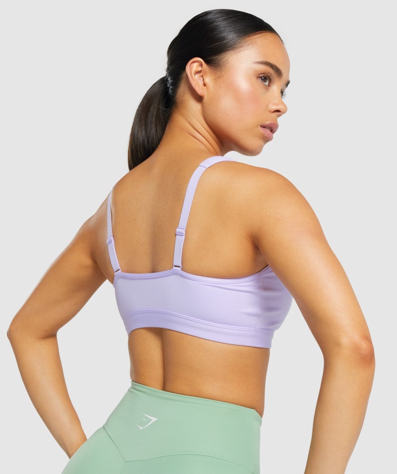 Gymshark Scoop Neck Training športová Podprsenka Svetlofialová