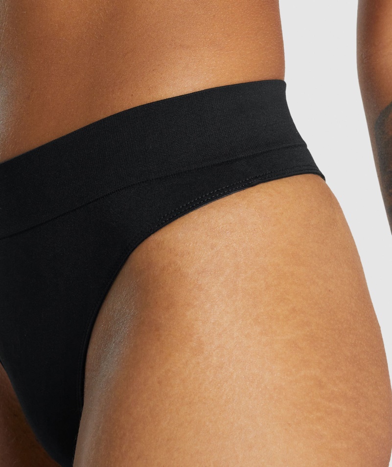 Gymshark Bezšvové Vysoké Tangá čierne