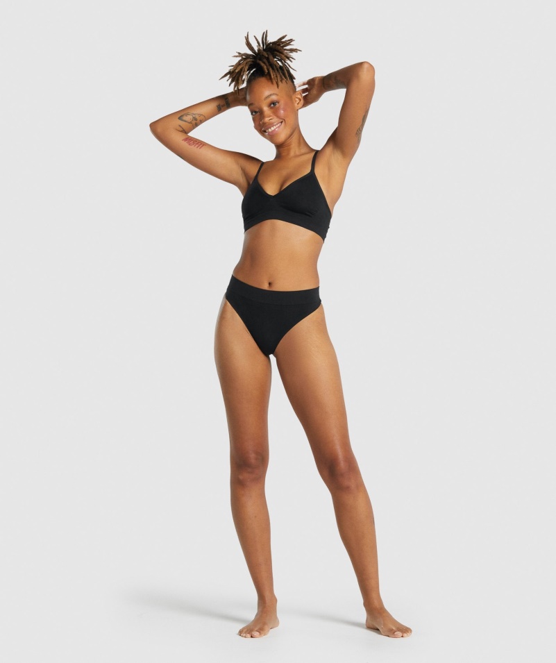 Gymshark Bezšvové Nízke Bralette čierne