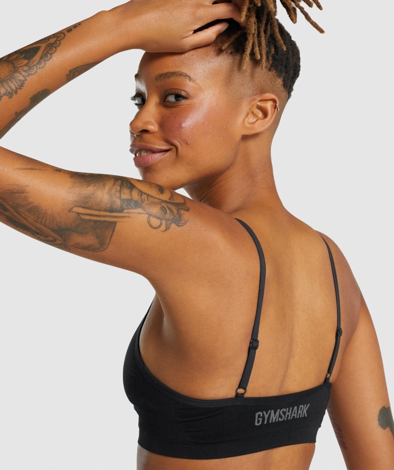 Gymshark Bezšvové Nízke Bralette čierne