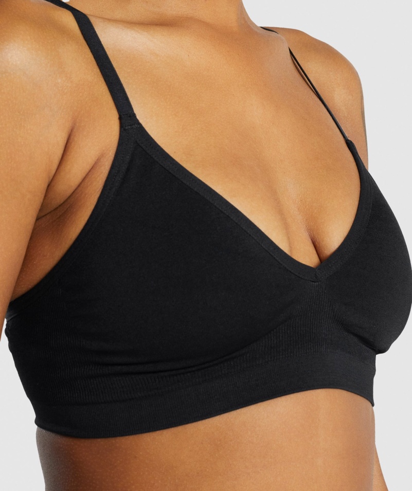 Gymshark Bezšvové Nízke Bralette čierne