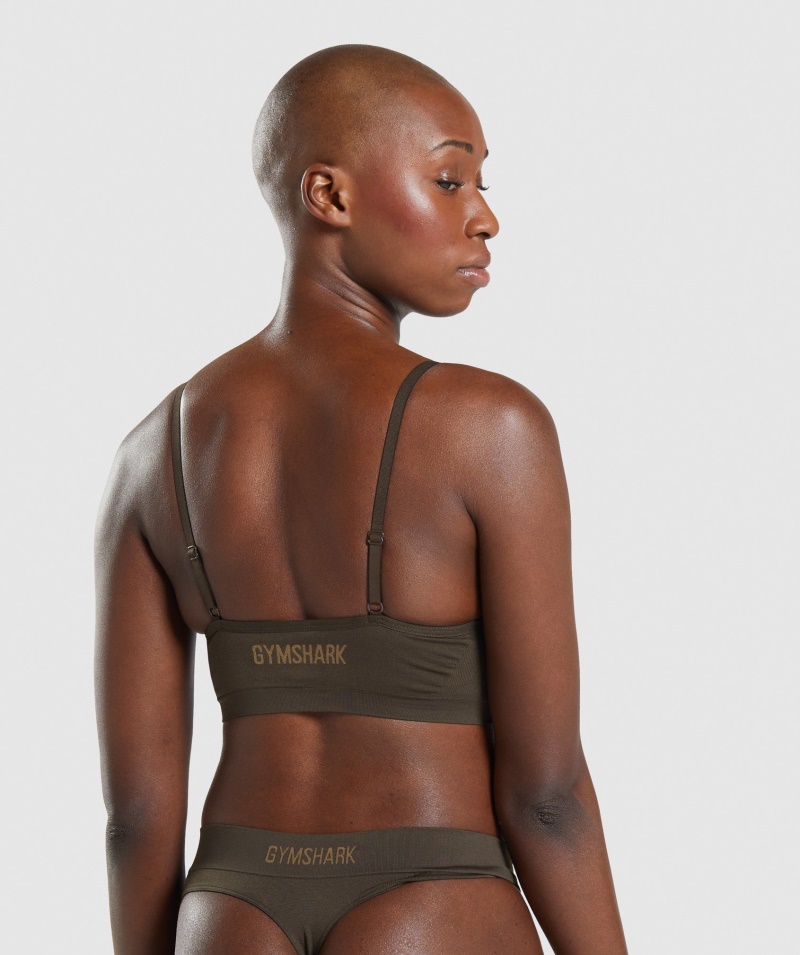 Gymshark Bezšvové Nízke Bralette Espresso Hnedé