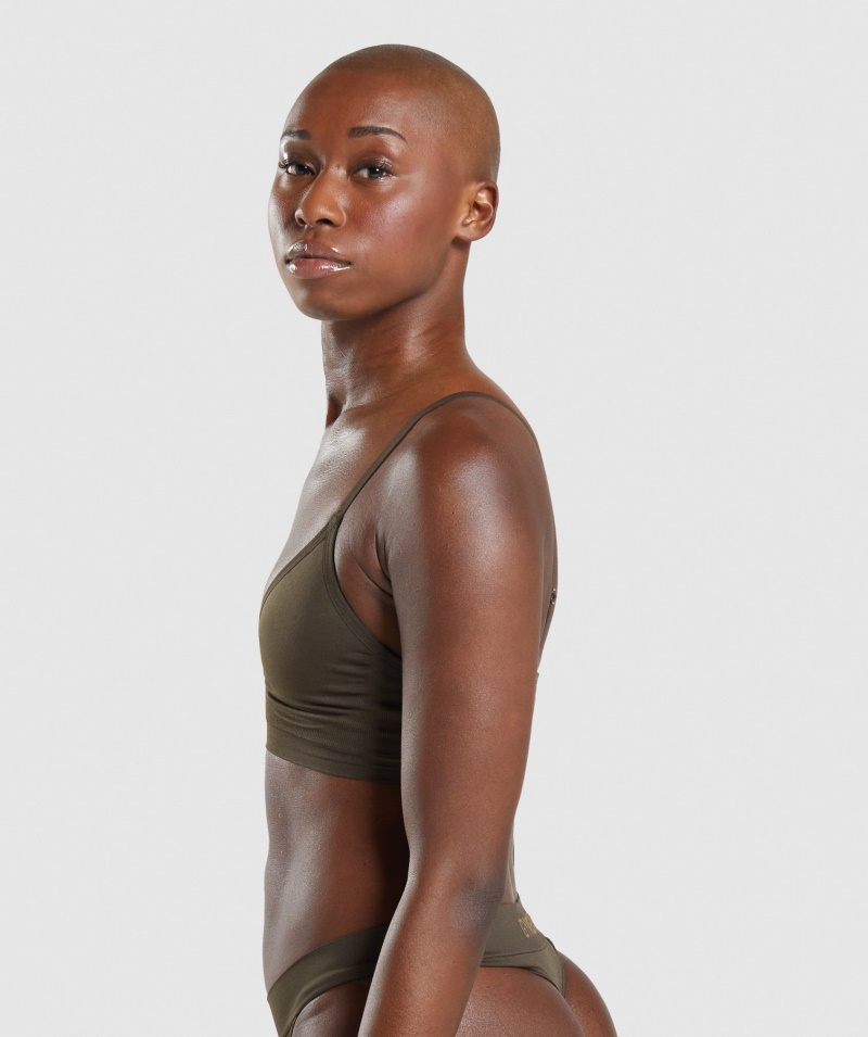Gymshark Bezšvové Nízke Bralette Espresso Hnedé