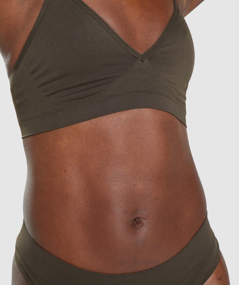 Gymshark Bezšvové Nízke Bralette Espresso Hnedé