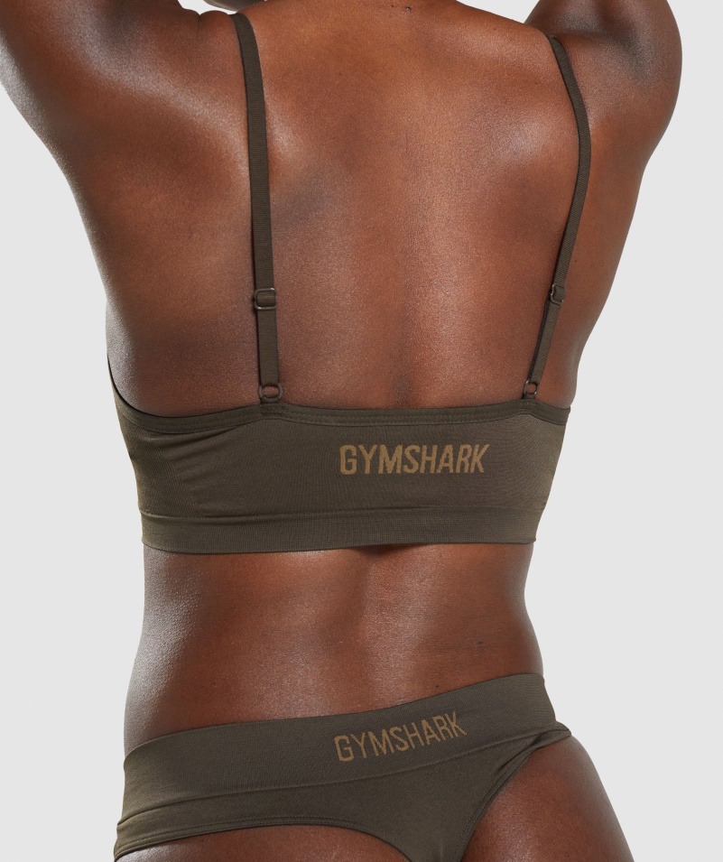 Gymshark Bezšvové Nízke Bralette Espresso Hnedé