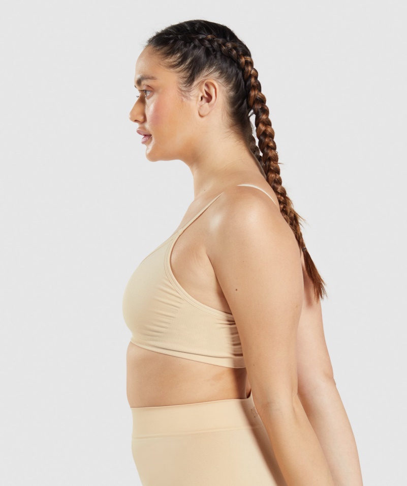 Gymshark Bezšvový Bralette Plavý Svetlohnedý