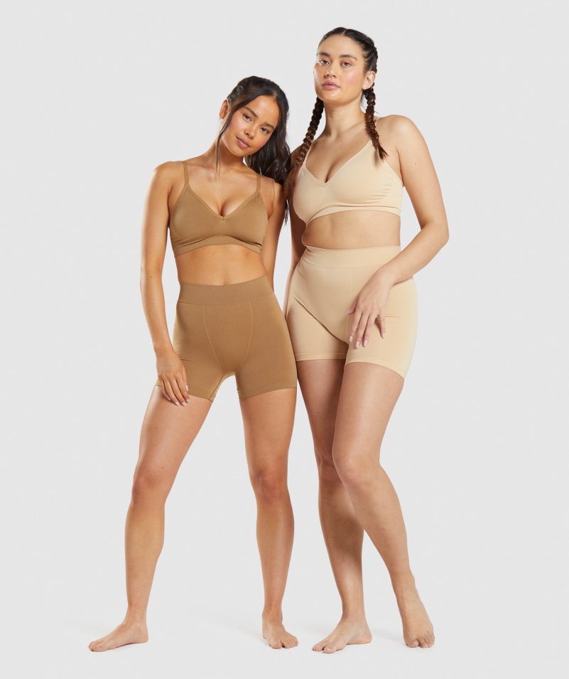 Gymshark Bezšvový Bralette Plavý Svetlohnedý