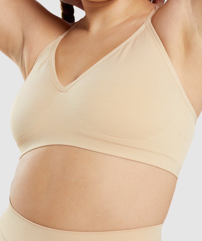 Gymshark Bezšvový Bralette Plavý Svetlohnedý