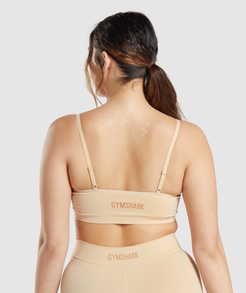 Gymshark Bezšvová Lopatka Krk Bralette Plavá Svetlohnedá