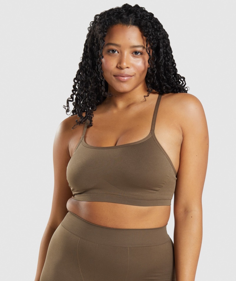 Gymshark Bezšvová Lopatka Krk Bralette Orech Hnedá