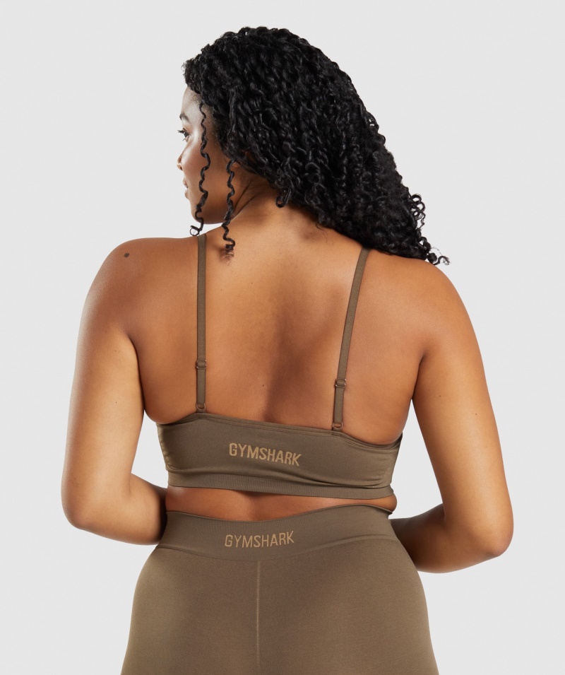 Gymshark Bezšvová Lopatka Krk Bralette Orech Hnedá