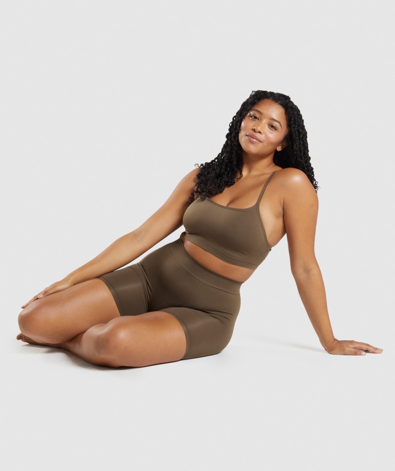 Gymshark Bezšvová Lopatka Krk Bralette Orech Hnedá