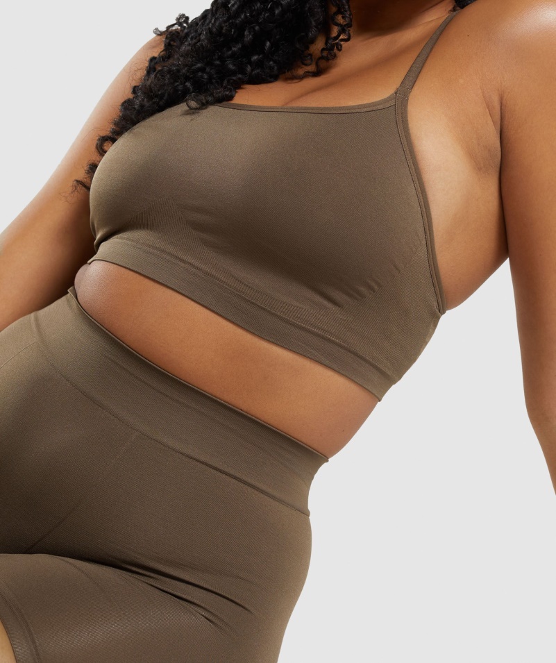 Gymshark Bezšvová Lopatka Krk Bralette Orech Hnedá