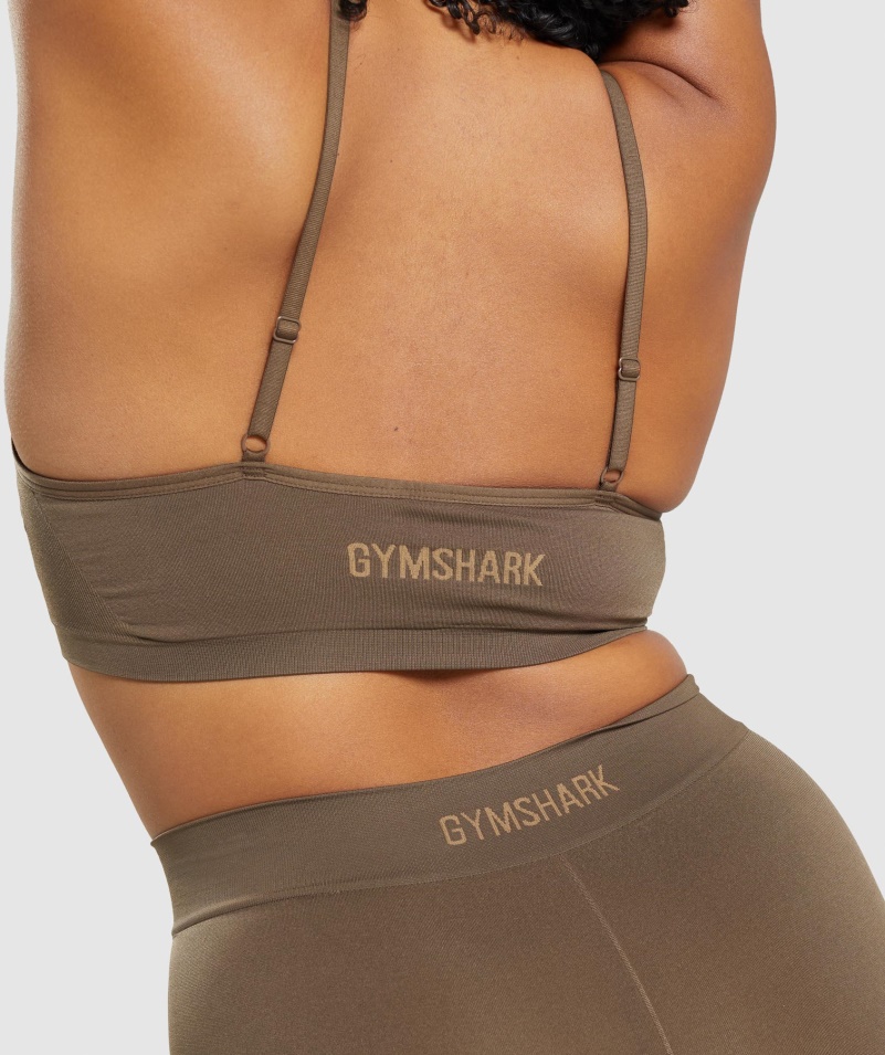 Gymshark Bezšvová Lopatka Krk Bralette Orech Hnedá