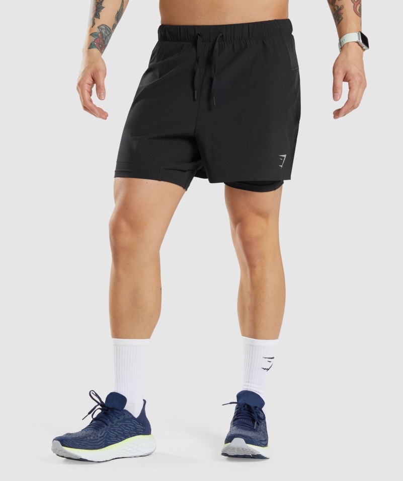 šortky Gymshark Speed 5" 2v1 čierne