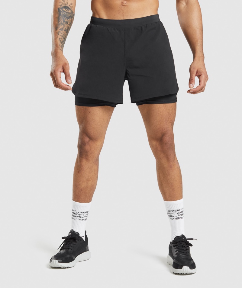 Gymshark Speed Evolve 5" 2v1 šortky čierne