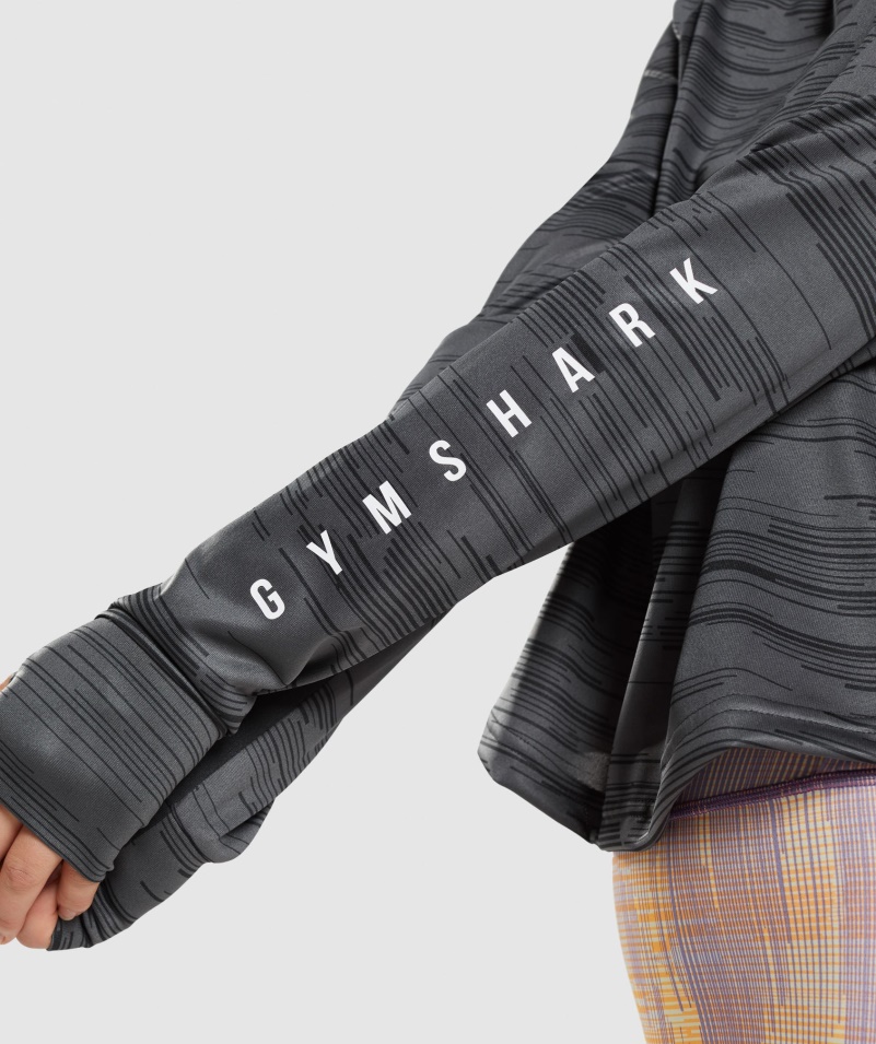 Gymshark športové Voľné Tričko S Dlhým Rukávom S čiernou Potlačou
