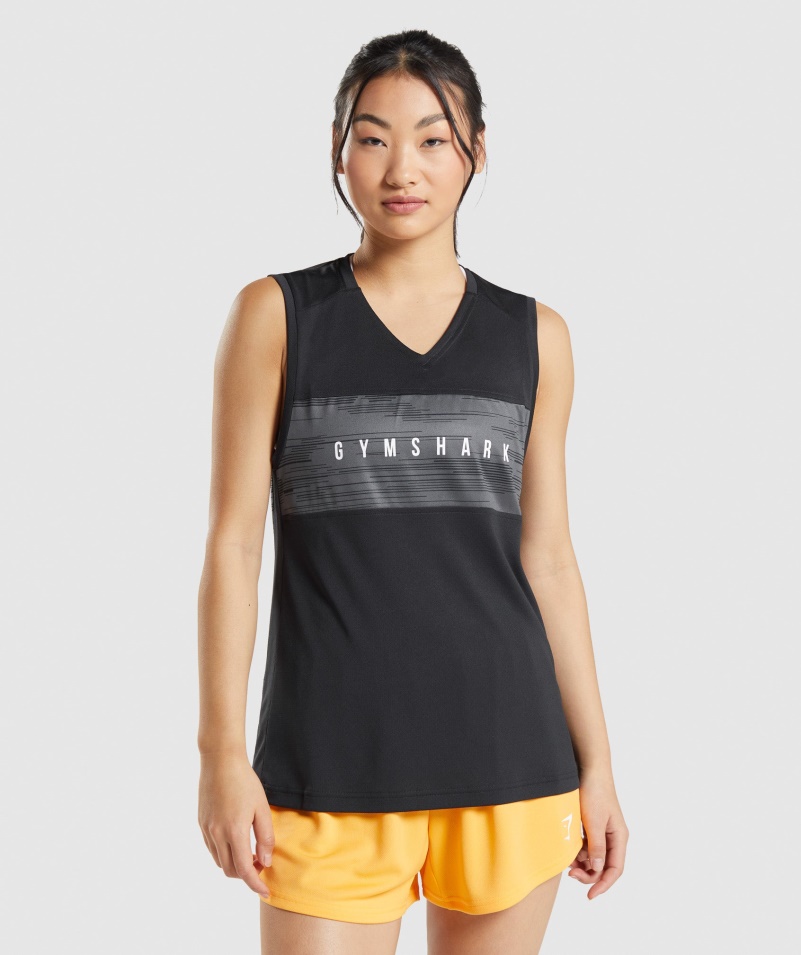Gymshark šport Voľný Tank čierna Potlač