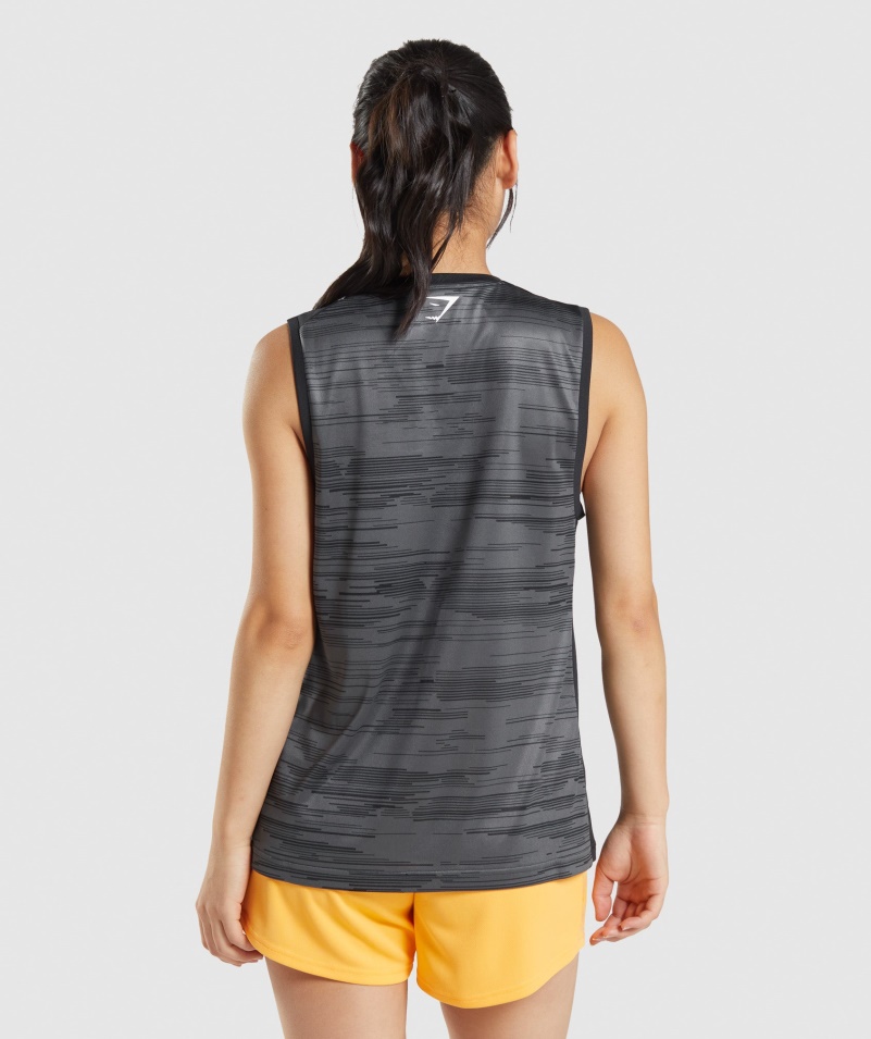 Gymshark šport Voľný Tank čierna Potlač