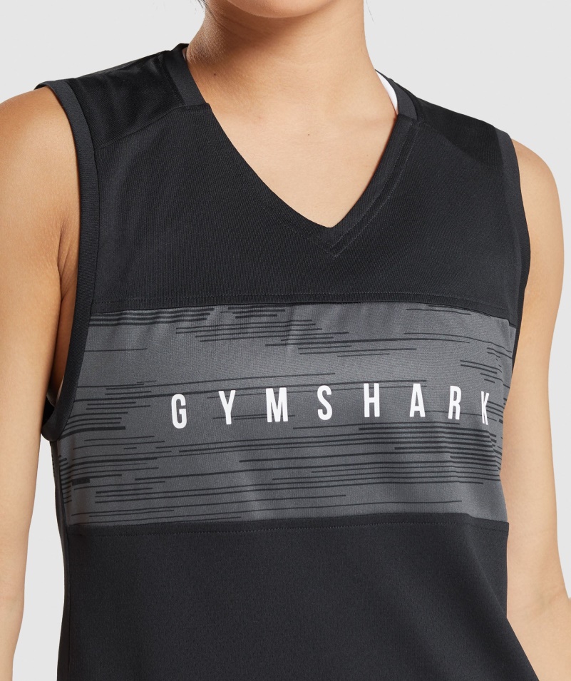Gymshark šport Voľný Tank čierna Potlač
