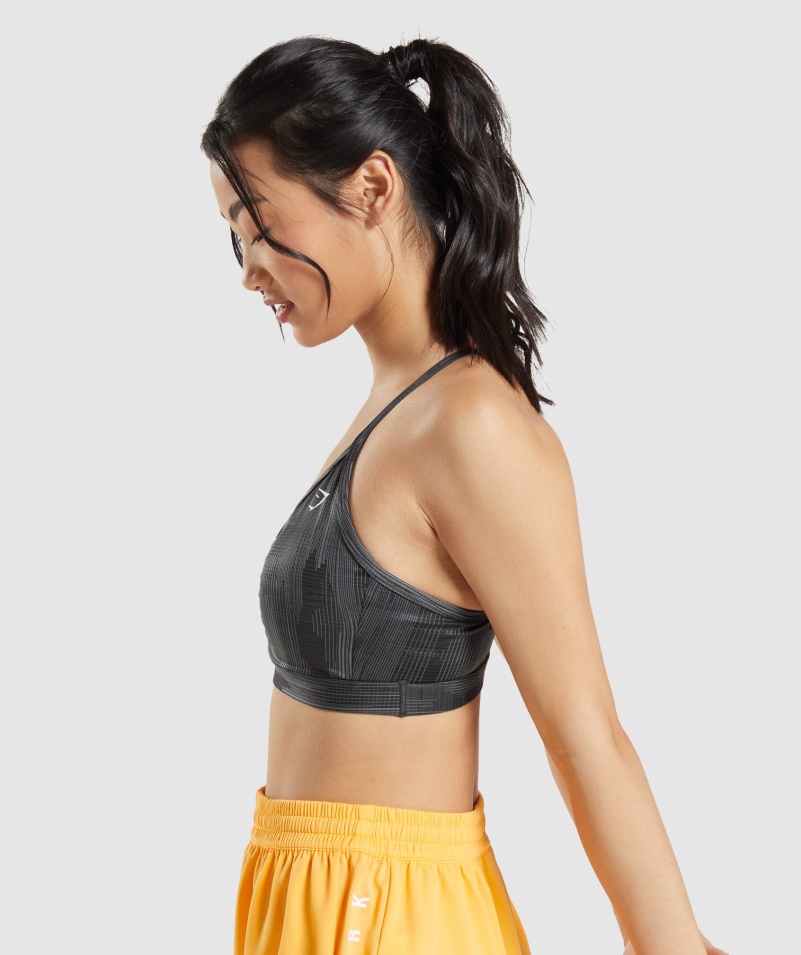 Gymshark športová športová Podprsenka čierna Potlač