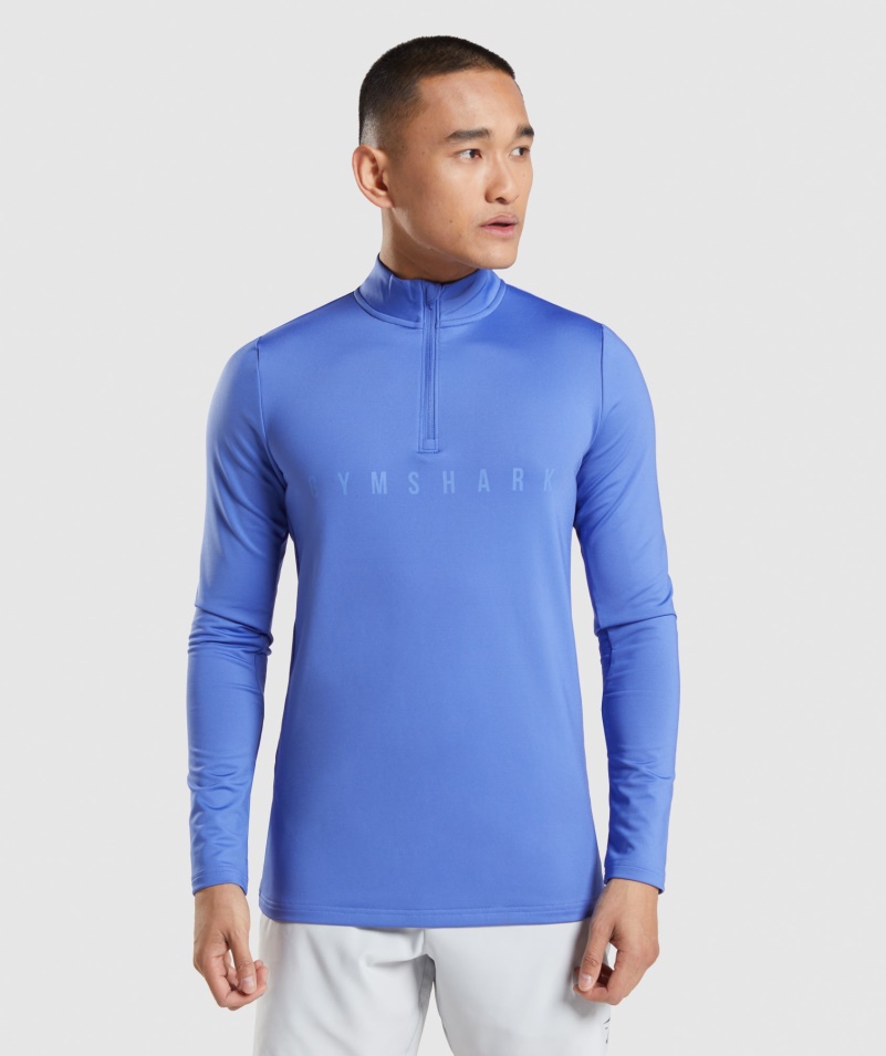 Gymshark športový Prúžok 1/4 Zip Court Modrý
