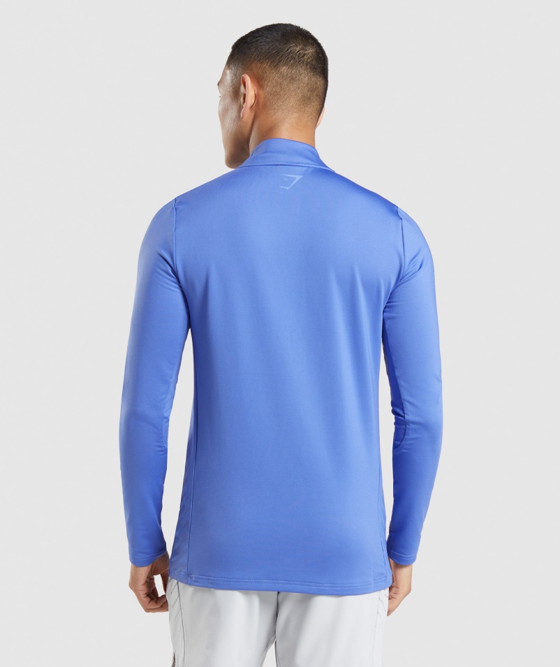 Gymshark športový Prúžok 1/4 Zip Court Modrý