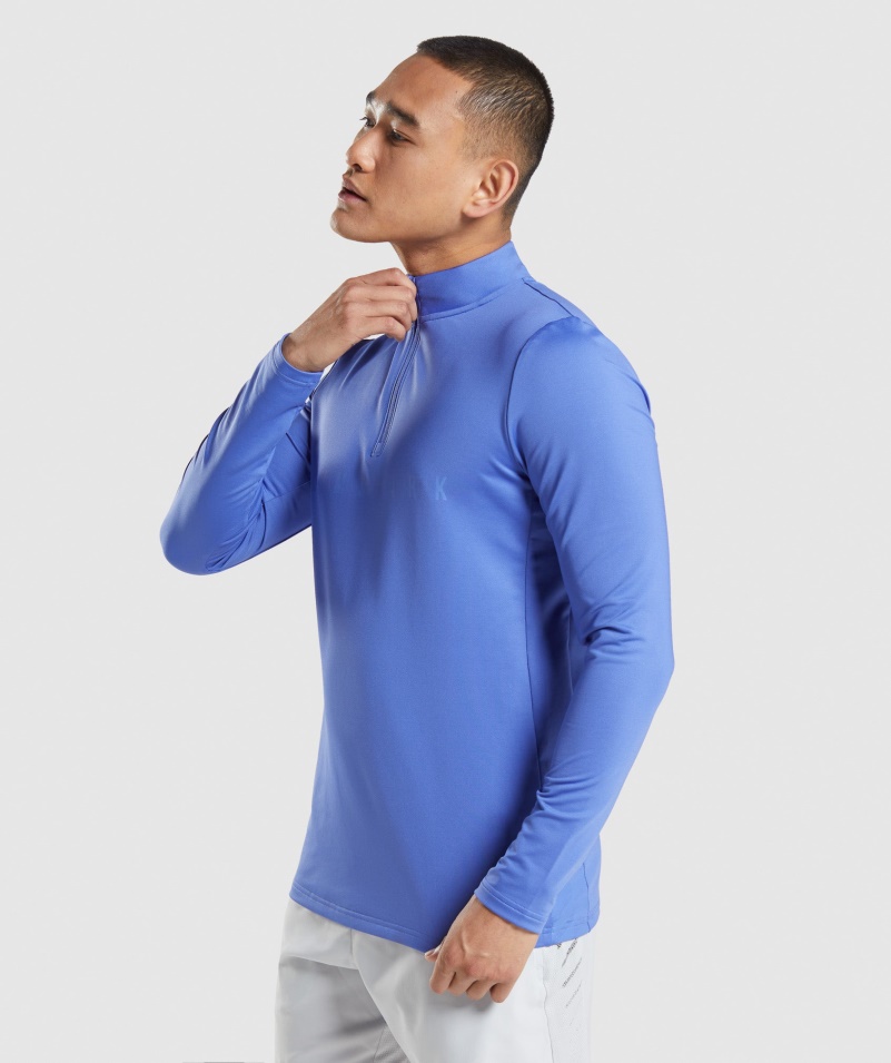 Gymshark športový Prúžok 1/4 Zip Court Modrý