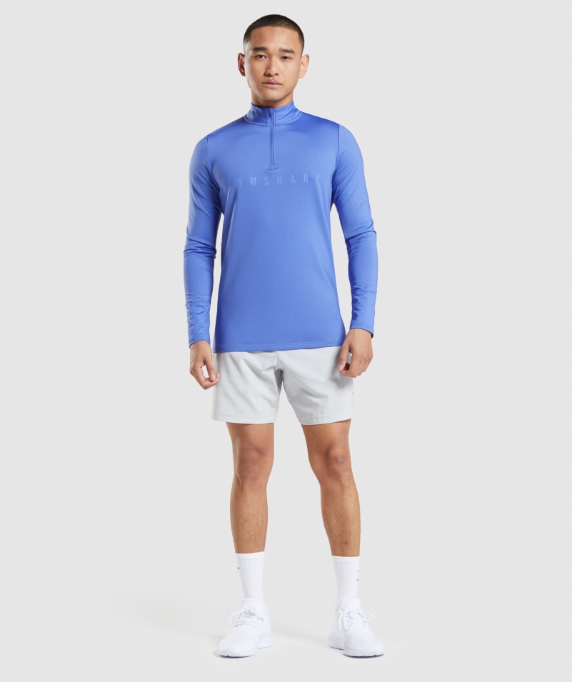 Gymshark športový Prúžok 1/4 Zip Court Modrý