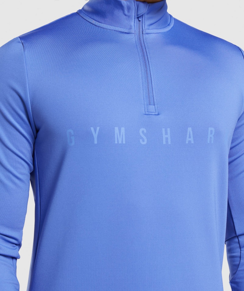 Gymshark športový Prúžok 1/4 Zip Court Modrý