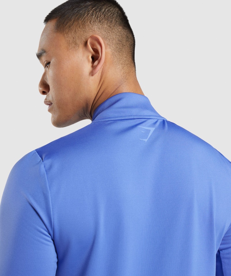Gymshark športový Prúžok 1/4 Zip Court Modrý