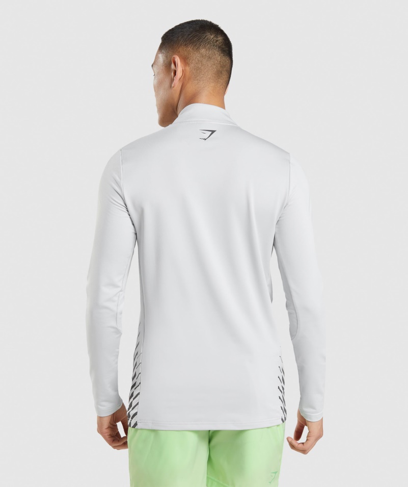 Gymshark športový Prúžok 1/4 Zips Svetlosivý