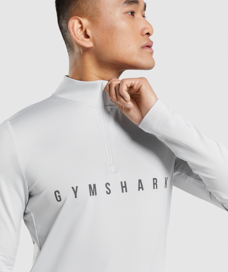 Gymshark športový Prúžok 1/4 Zips Svetlosivý