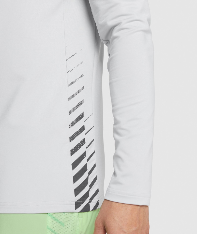 Gymshark športový Prúžok 1/4 Zips Svetlosivý