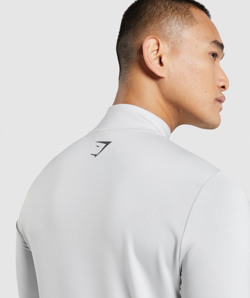 Gymshark športový Prúžok 1/4 Zips Svetlosivý