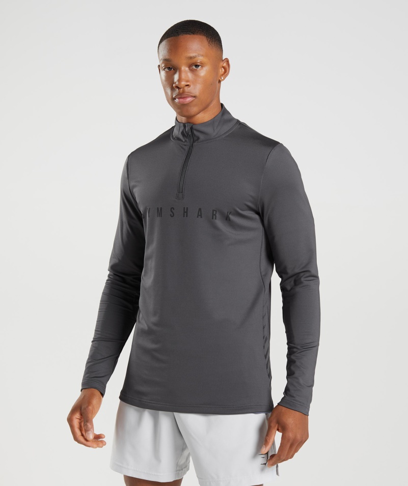 Gymshark športový Prúžok 1/4 Zips ónyx Sivý