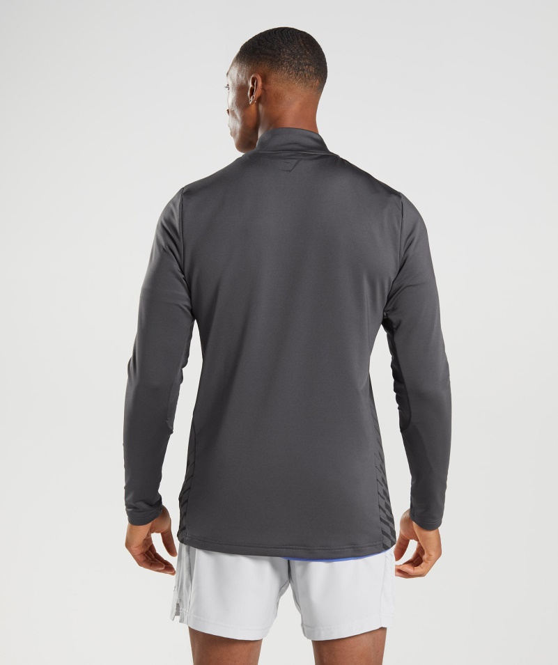 Gymshark športový Prúžok 1/4 Zips ónyx Sivý