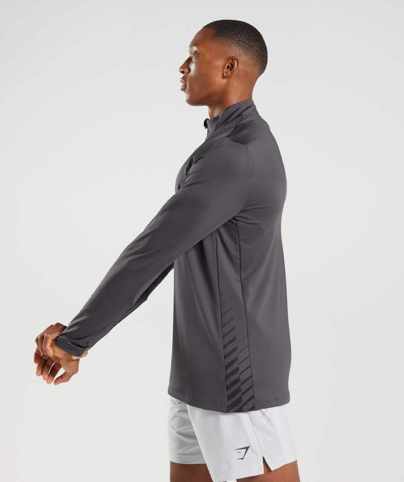 Gymshark športový Prúžok 1/4 Zips ónyx Sivý