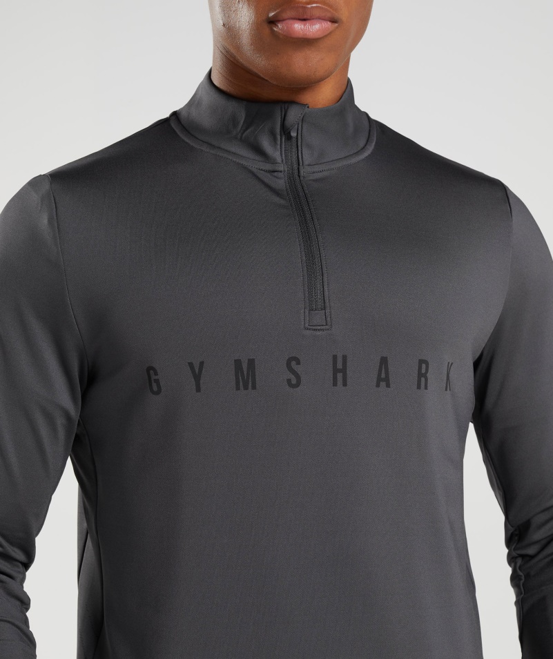 Gymshark športový Prúžok 1/4 Zips ónyx Sivý