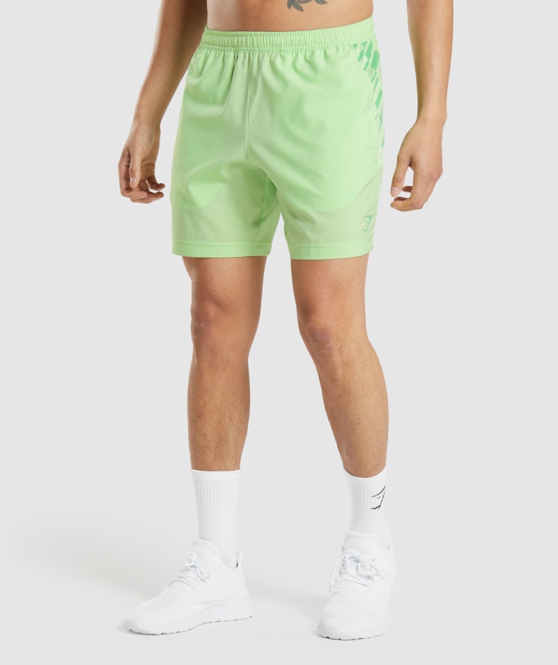 Gymshark športové Pruhované 7" šortky Bali Zelené