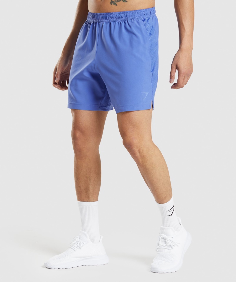 Gymshark športové Pruhované 7" šortky Kurt Modré