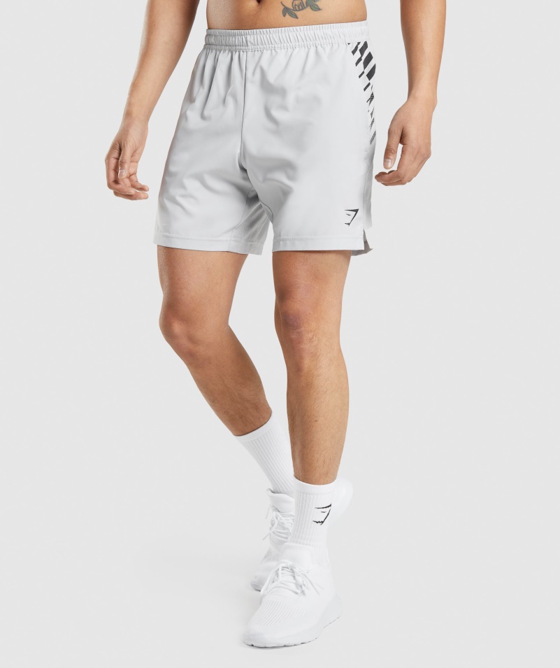 Gymshark športové Pruhované 7" šortky Svetlosivé