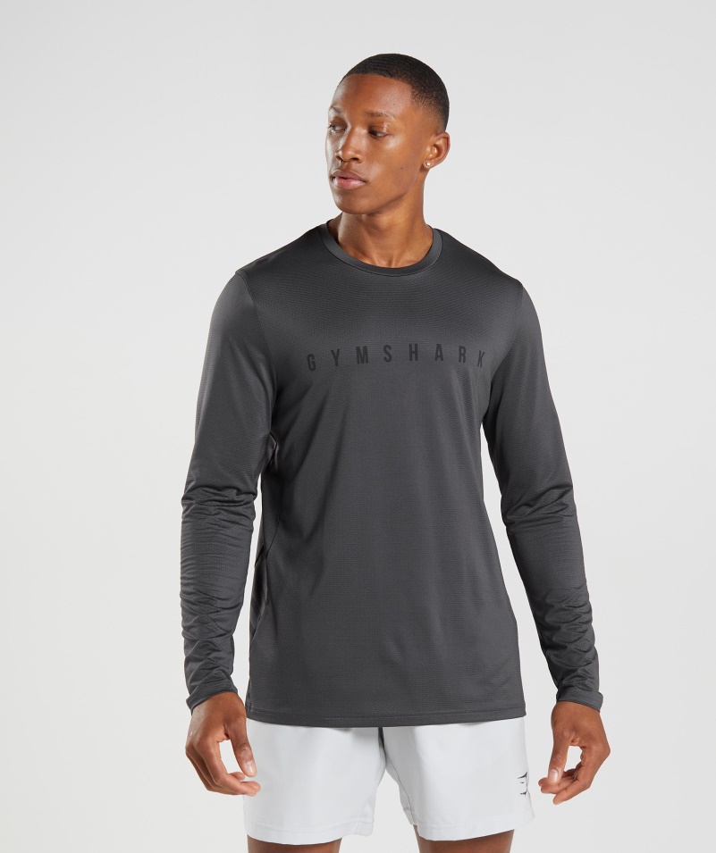 Gymshark športové Tričko S Dlhým Rukávom, ónyxovo Sivá
