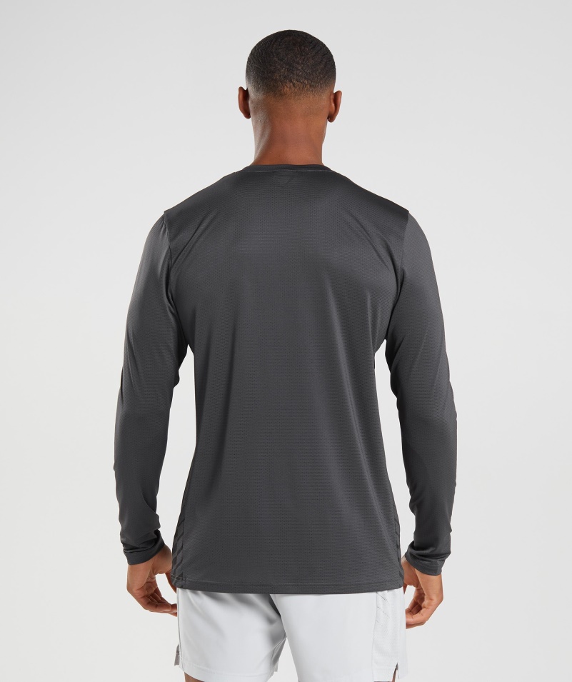 Gymshark športové Tričko S Dlhým Rukávom, ónyxovo Sivá